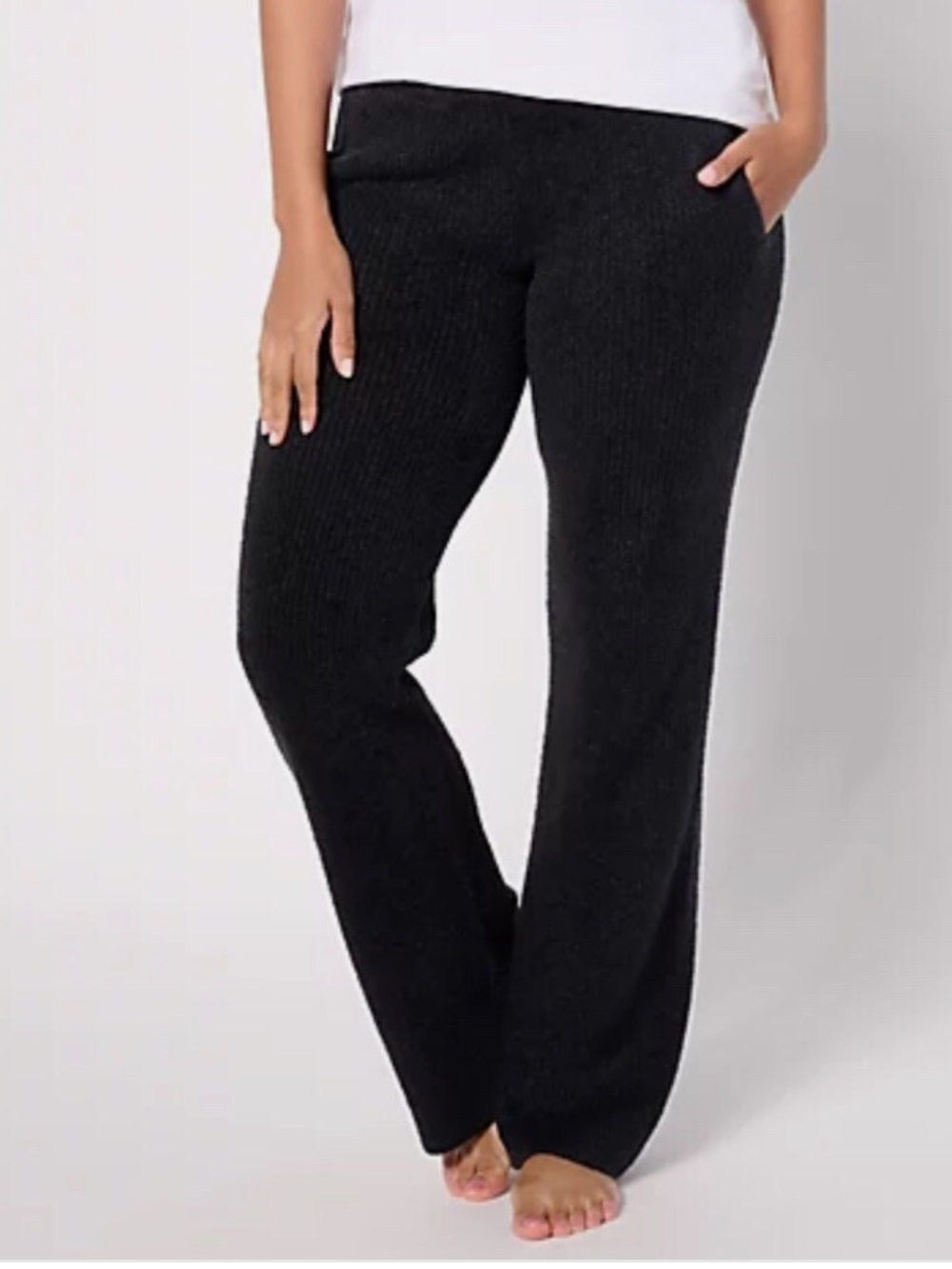 Barefoot Dreams Bamboo Chic Lite Black Drawstring Lounge Pants Size 1X Wide Leg